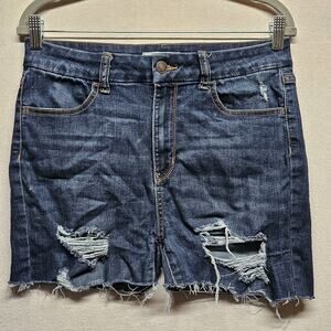 Wax Jean Shorts Women's Size 13/31 Dark Wash High-Rise Stretch Denim 134352